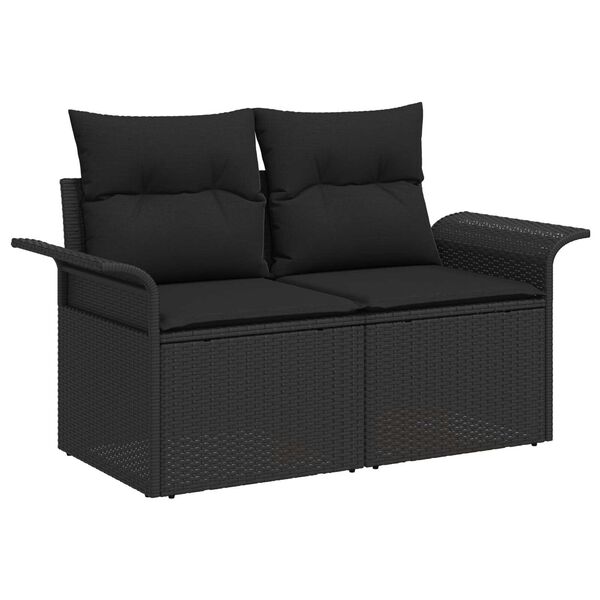 vidaXL Tuin Sofa Set met kussen met opslag 6 pcs Zwart poly rattan