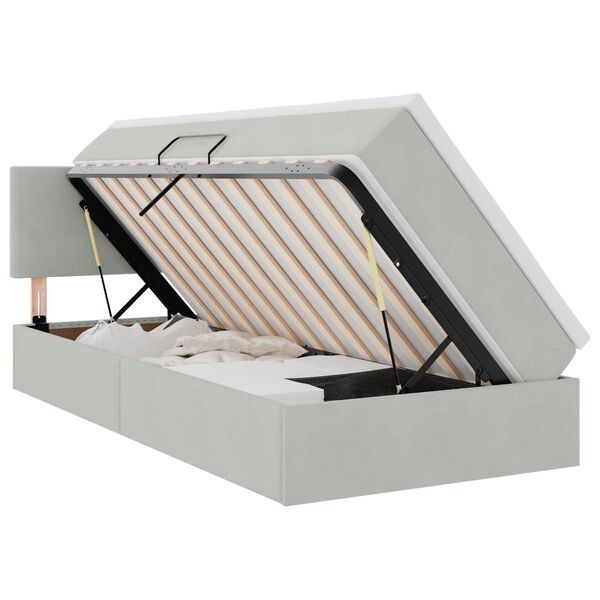 vidaXL Opbergbed met LED met matras Lichtgrijs 90 x 190 cm Fluweel