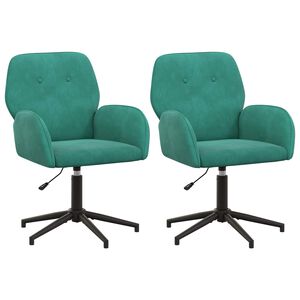 vidaXL Draaiende Bureaustoelen 2 st 54 x 55 x 90 cm Turquoise fluweel