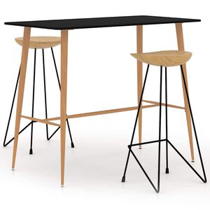 vidaXL 3-delige Barset zwart