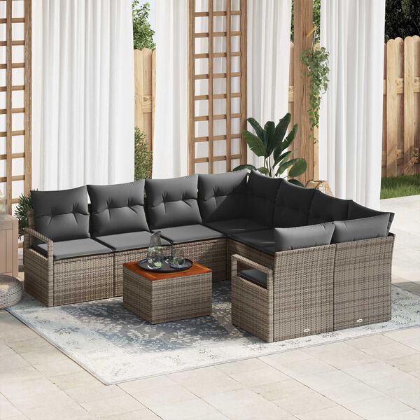 vidaXL Tuin Sofa Set 9 pcs Grijs