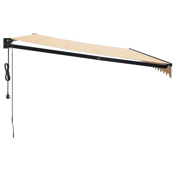 vidaXL Luifel automatisch uitschuifbaar 5x3 m geel en wit