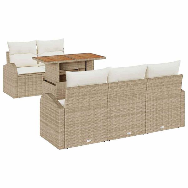 vidaXL Tuin Sofa Set met opslag 6 pcs Beige Poly riet