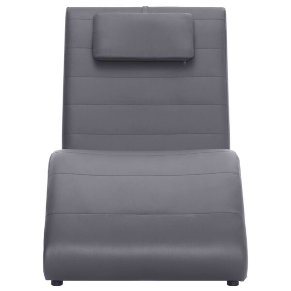 vidaXL Chaise longue met kussen kunstleer grijs