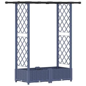 vidaXL Verhoogd Bed met Trellis en Dak Grijs 122,5 x 40 x 121 cm PP