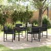 vidaXL Tuin eettafelset 5 pcs Zwart poly rattan