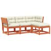 vidaXL 4-delige Loungeset met kussens massief grenenhout wasbruin