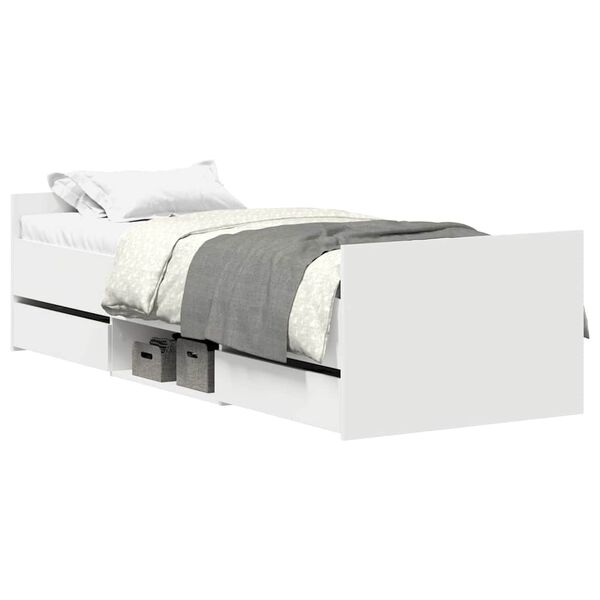 vidaXL Bedframe met hoofd- en voeteneinde wit 75x190 cm
