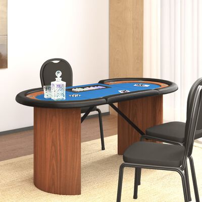 vidaXL Pokertafel voor 10 spelers met fichebak 160x80x75 cm blauw