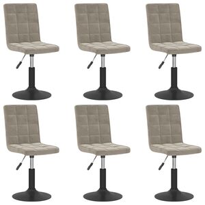 vidaXL Eetkamerstoelen draaibaar 6 st fluweel lichtgrijs