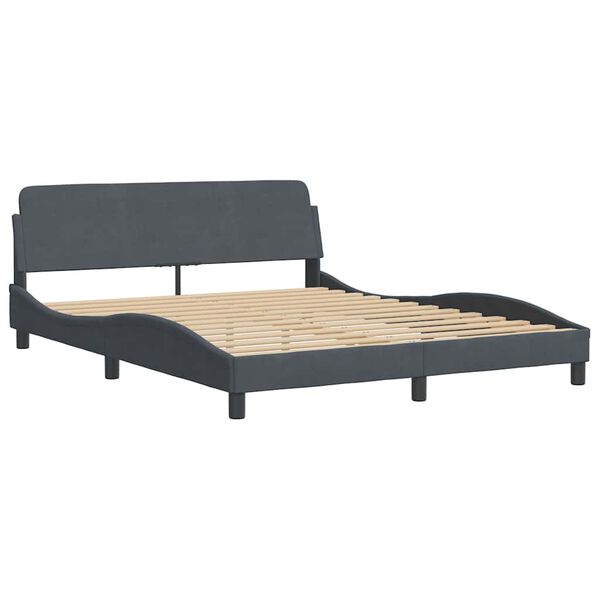 vidaXL Bedframe zonder matras "Hanko" 160x200 cm fluweel donkergrijs