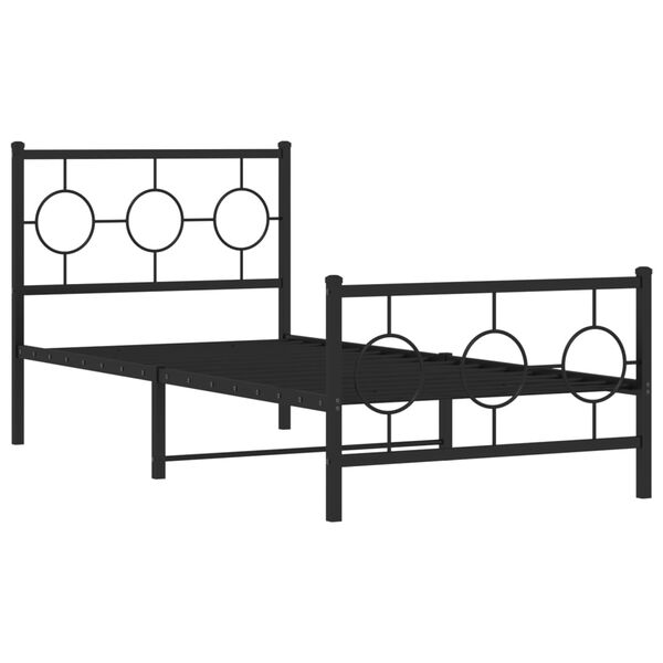 vidaXL Bedframe met hoofd- en voeteneinde metaal zwart 90x200 cm