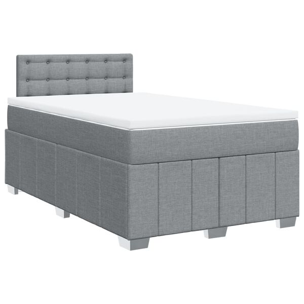 vidaXL Boxspring met matras stof lichtgrijs 120x190 cm