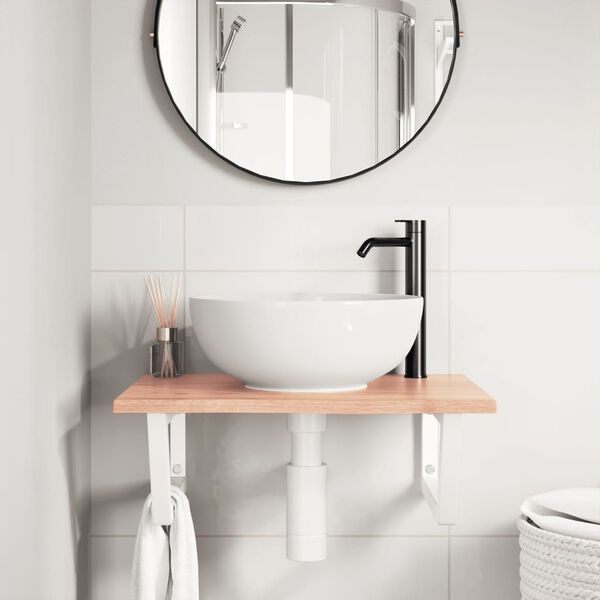 vidaXL Badkamer wandschap staal en massief eikenhout