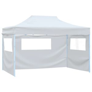 vidaXL Partytent met 3 zijwanden inklapbaar 280x410x315 cm staal wit