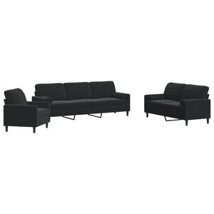 vidaXL 3-delige Loungeset met kussens en bolsters fluweel zwart
