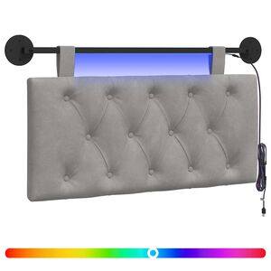 vidaXL Hangend hoofdbord Met LED-verlichting Lichtgrijs Fluweel