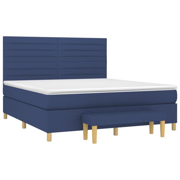vidaXL Boxspring met matras stof blauw 180x200 cm