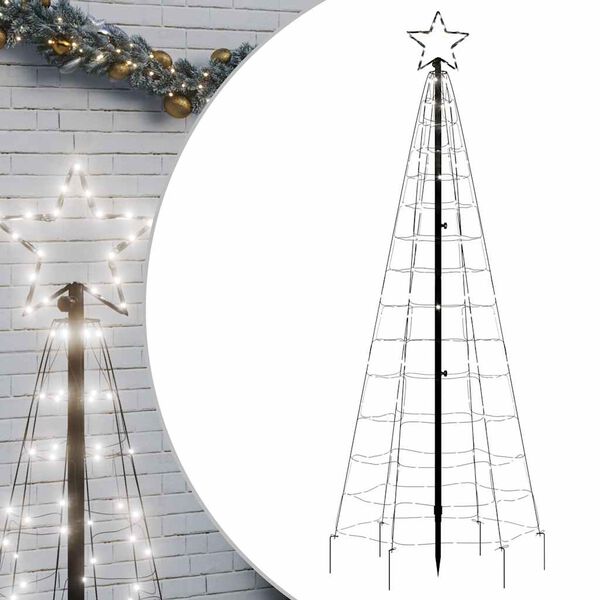 vidaXL LED-kerstboom met spikes 220 LED's koud wit 180 cm