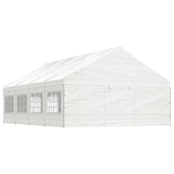 vidaXL Prieel met dak 8,92x5,88x3,75 m polyetheen wit