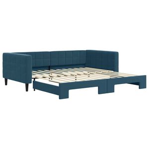 vidaXL Slaapbank met onderschuifbed 100x200 cm fluweel blauw
