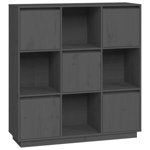 vidaXL Hoge kast 110,5x35x117 cm massief grenenhout grijs