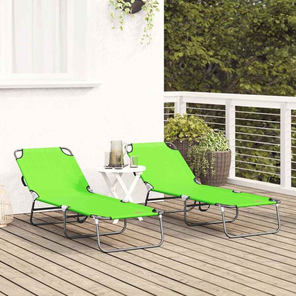 vidaXL Opvouwbare zonnebed 2-persoon 2 pcs Groen 56 x 189 x 87cm Stof