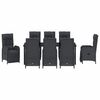 vidaXL Tuin eettafelset met kussen 9 pcs Zwart poly rattan