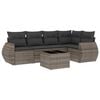 vidaXL 6-delige Loungeset met kussens poly rattan grijs