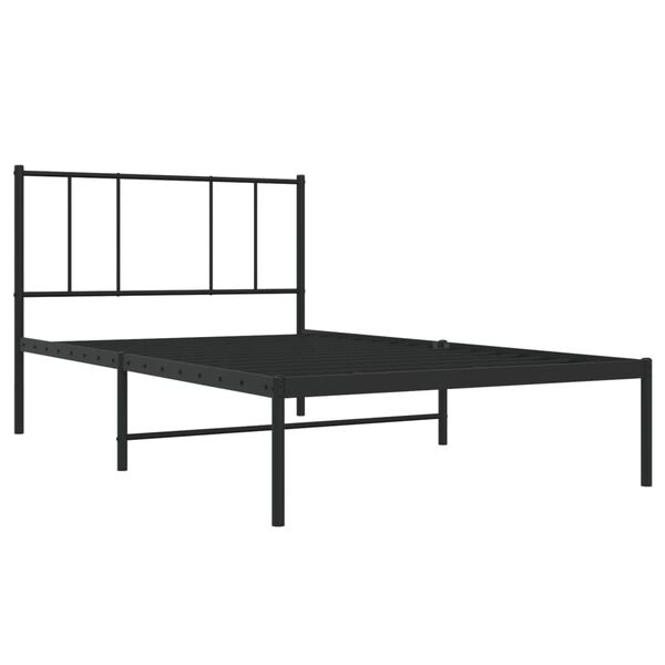 vidaXL Bedframe met hoofdbord metaal zwart 75x190 cm