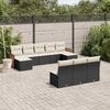 vidaXL 10-delige Loungeset met kussens poly rattan zwart