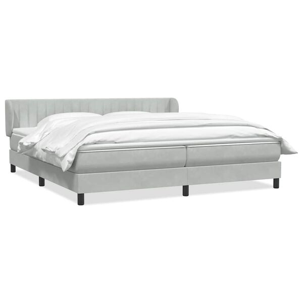 vidaXL Boxspring met matrassen fluweel lichtgrijs 180x210 cm