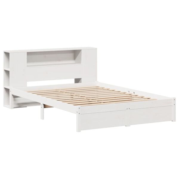 vidaXL Bed met boekenkast zonder matras grenenhout wit 150x200 cm