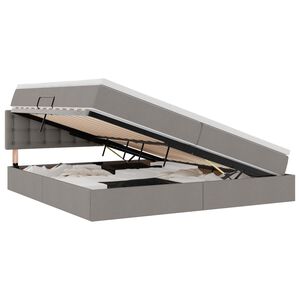 vidaXL Opbergbed met LED met matras met LED Taupe 200 x 200 cm Stof