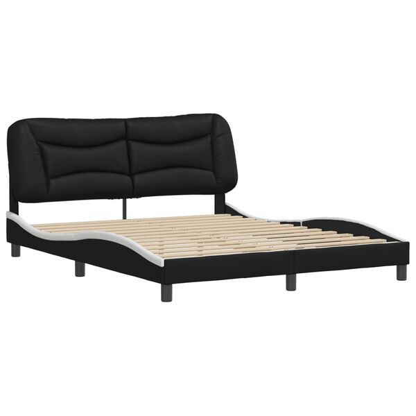 vidaXL Bedframe zonder matras "Hvar" kunstleer zwart en wit 160x200 cm