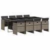 vidaXL 9-delige Tuinset met kussens poly rattan grijs