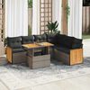 vidaXL 7-delige Loungeset met kussens poly rattan acacia grijs