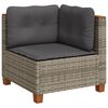 vidaXL Tuinhoekbank met kussens poly rattan grijs