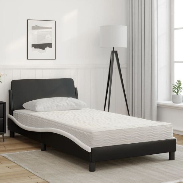 vidaXL Bed met matras "Dover" kunstleer zwart en wit 100x200 cm