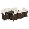 vidaXL 11-delige Bistroset met kussens poly rattan bruin