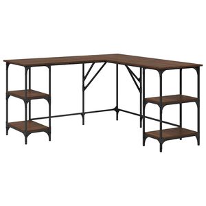 vidaXL Bureau 139x139x75 cm bewerkt hout bruin eikenkleur
