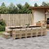 vidaXL 17-delige Tuinset met kussens poly rattan beige