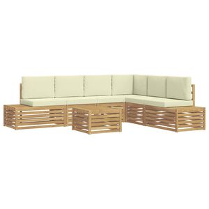 vidaXL 7 st Buiten bankenset Polyester Wit en cr&egrave;mekleurig