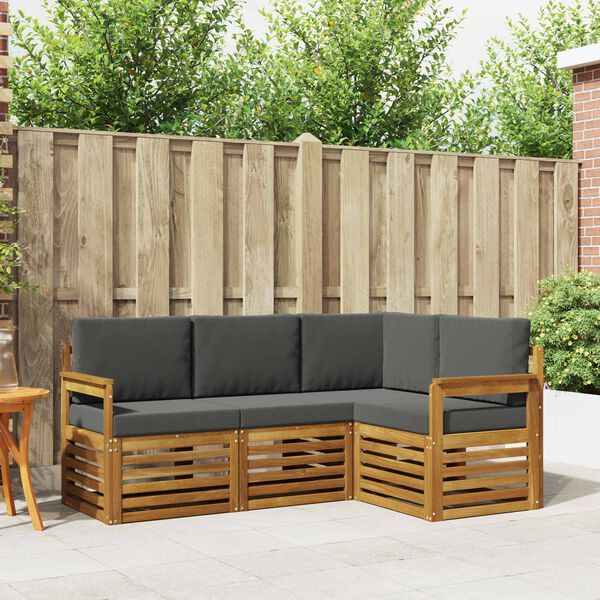 vidaXL Sofa-Sets 4 pcs Natuurlijk en Antraciet Massief Acaciahout