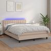vidaXL Boxspring met matras en LED kunstleer cappuccinokleur 140x200cm