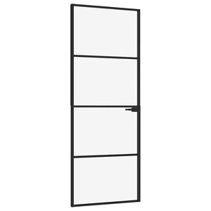 vidaXL Binnendeur 76x201,5 cm gehard glas en aluminium smal zwart