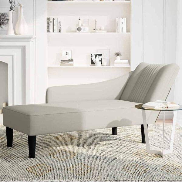 vidaXL Chaise longue met rechterarmleuning fluweel cr&egrave;mekleurig