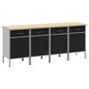vidaXL Werk kast met lade 4 st Zwart en Grijs 200 x 55 x 85 cm
