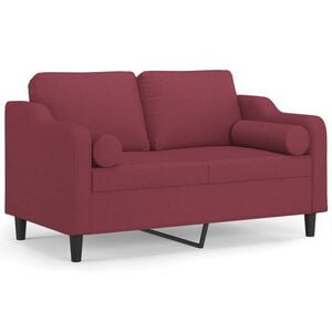 vidaXL Tweezitsbank met sierkussens 120 cm stof wijnrood