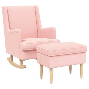 vidaXL Fauteuil met Voetenbank 2 st Roze Boucl&eacute;
